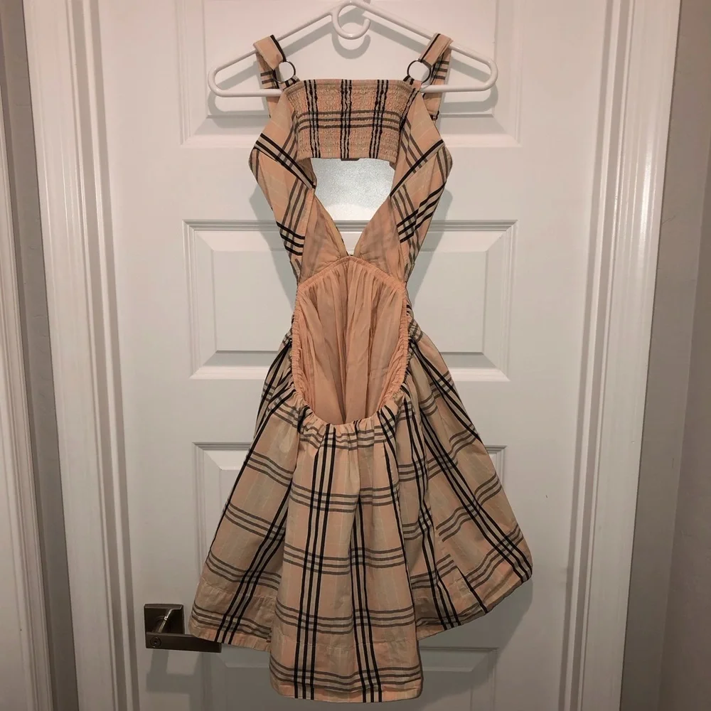 New Free People Bridget Mini Plaid Bubble Dress Gown sz S